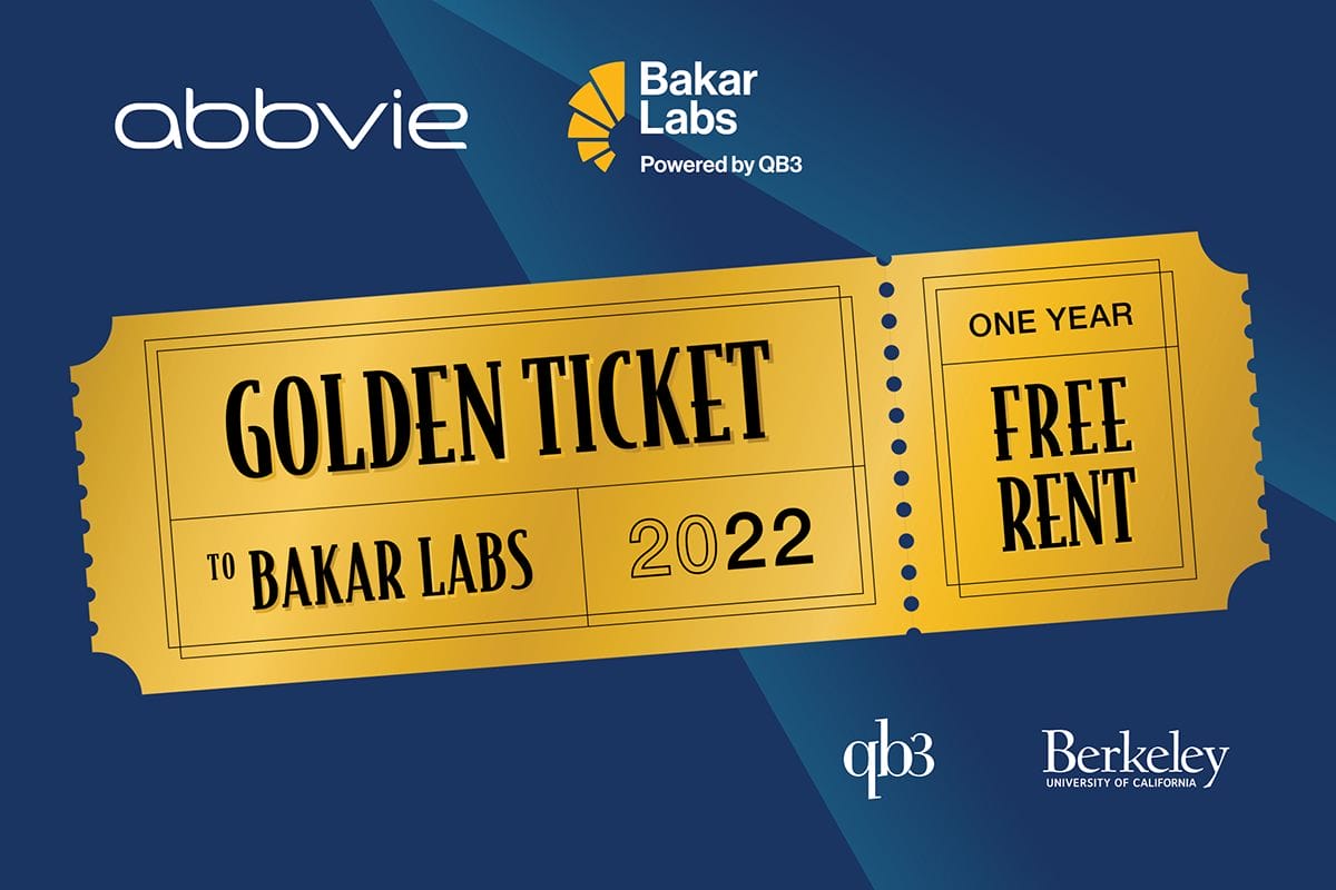 A decorative graphic with text "Golden Ticket to Bakar Labs One Year Free Rent"
