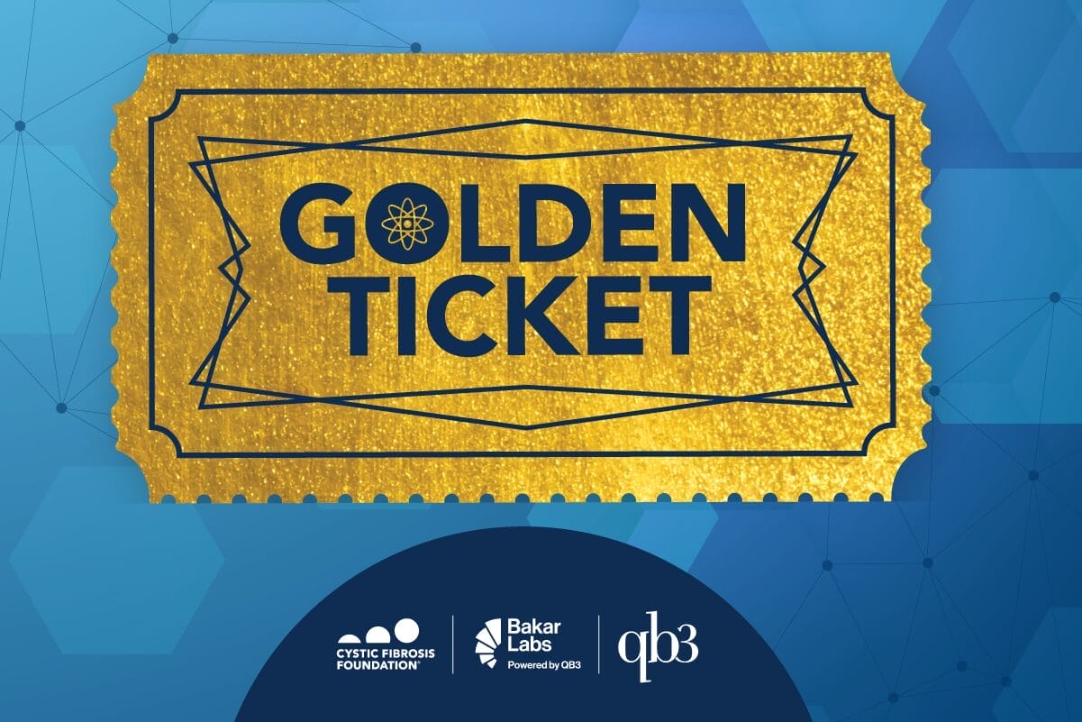 Golden Ticket graphic with CFF, Bakar Labs, QB3 logos